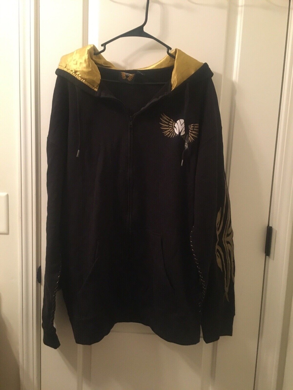 Evolution In Design Men's Print Zip Up Hoodie Size XL Black Gold